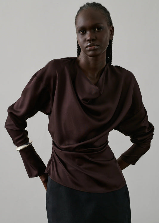 Fresia Silk Top in Prune