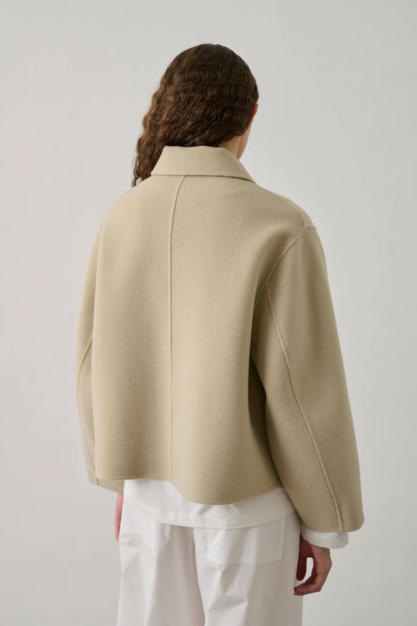 Gyoda Short Coat in Chalk Double Face Wool