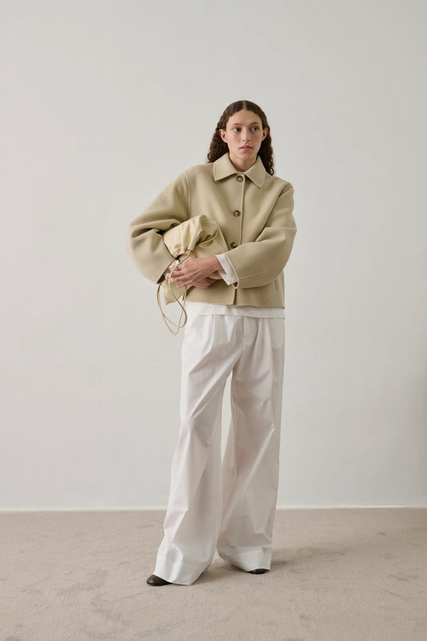 Gyoda Short Coat in Chalk Double Face Wool