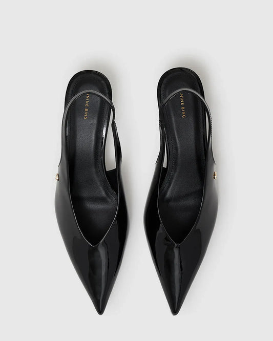 Hilda Slingback Pumps in Patent Black