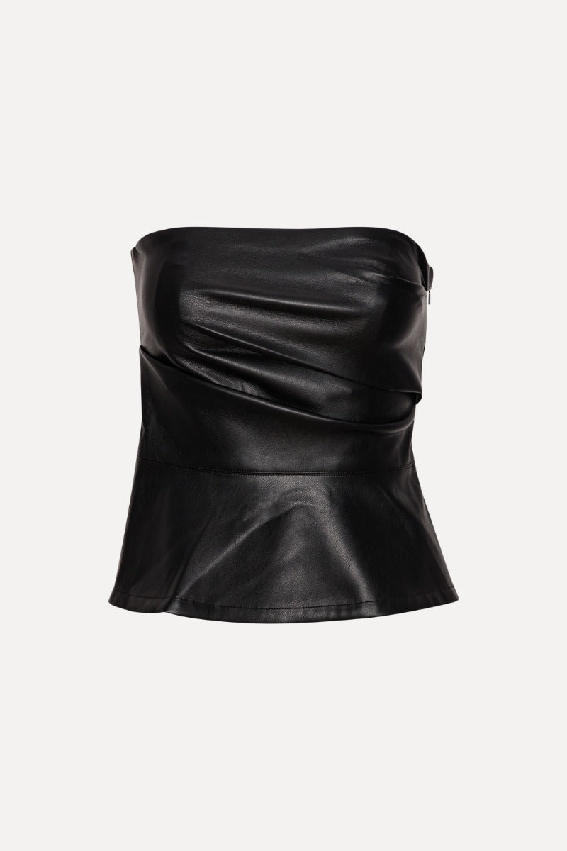 DRAPED SLEEVELESS TOP BLACK - ROTATE