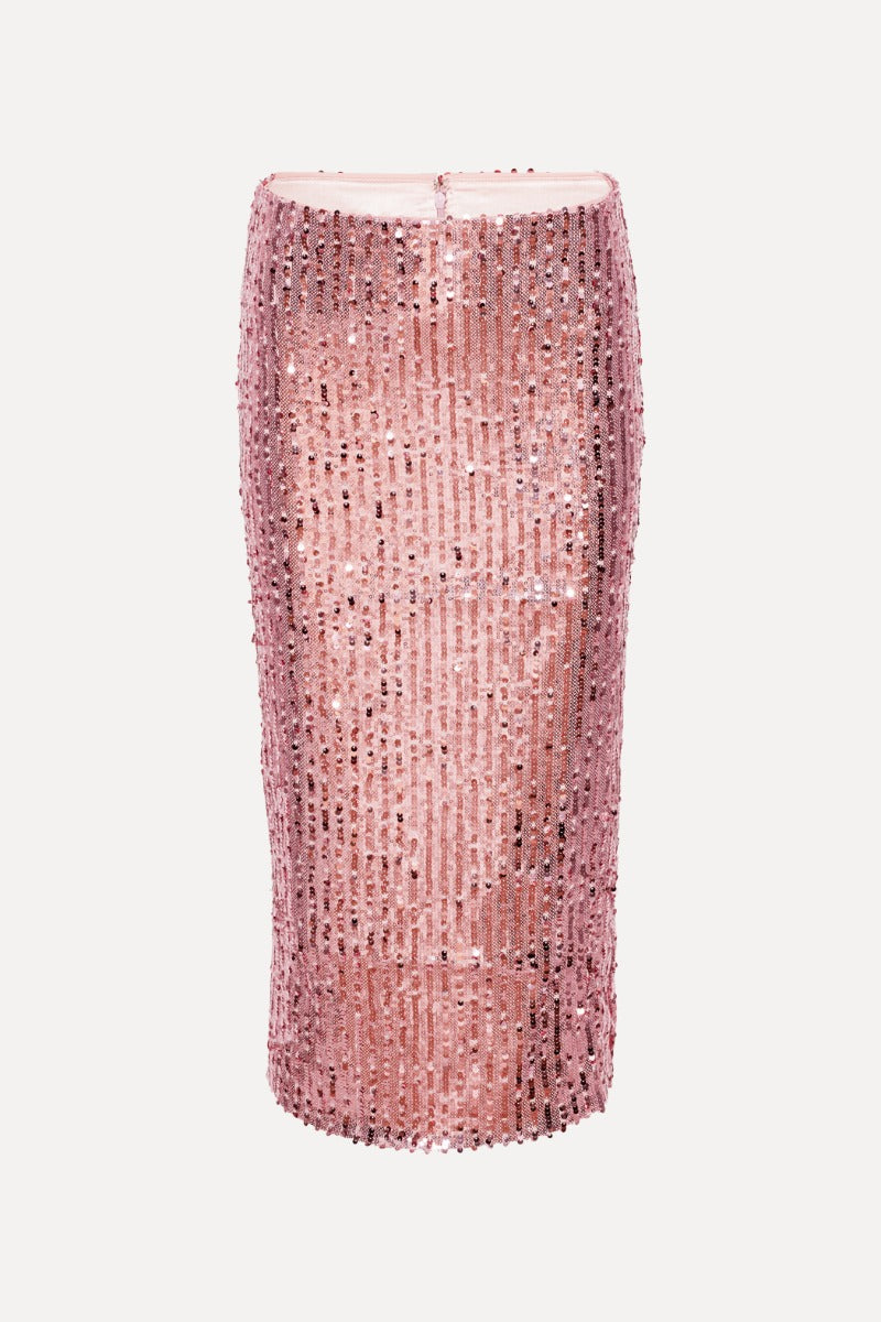 Sequin Pencil Skirt Silver in Pink