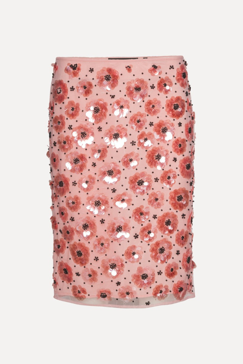 FLOWER SEQUIN SKIRT PEACHSKIN - ROTATE
