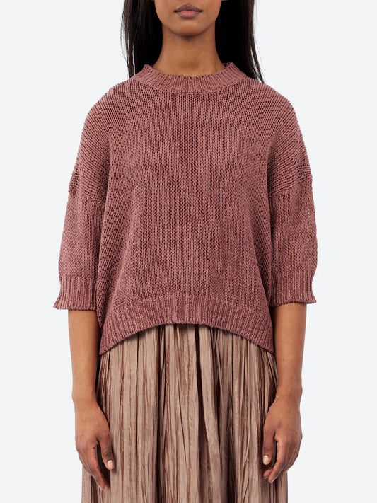 Boxy Round Neck Top in Brick