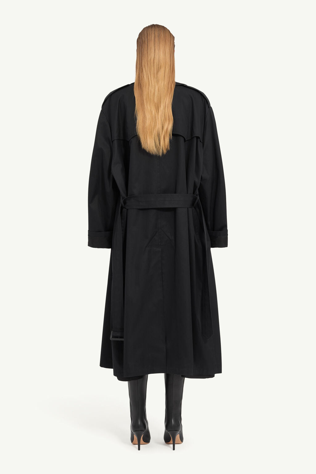 Cotton Trench Coat in Black