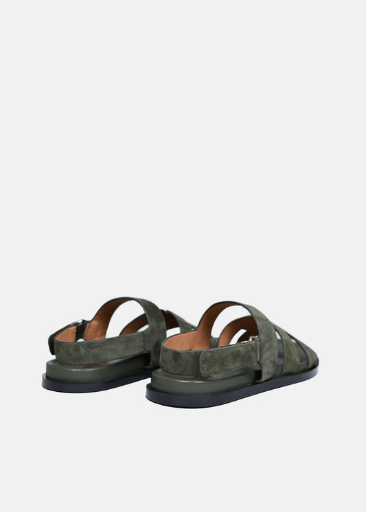 Mindy Flat Sandals in Khaki Green