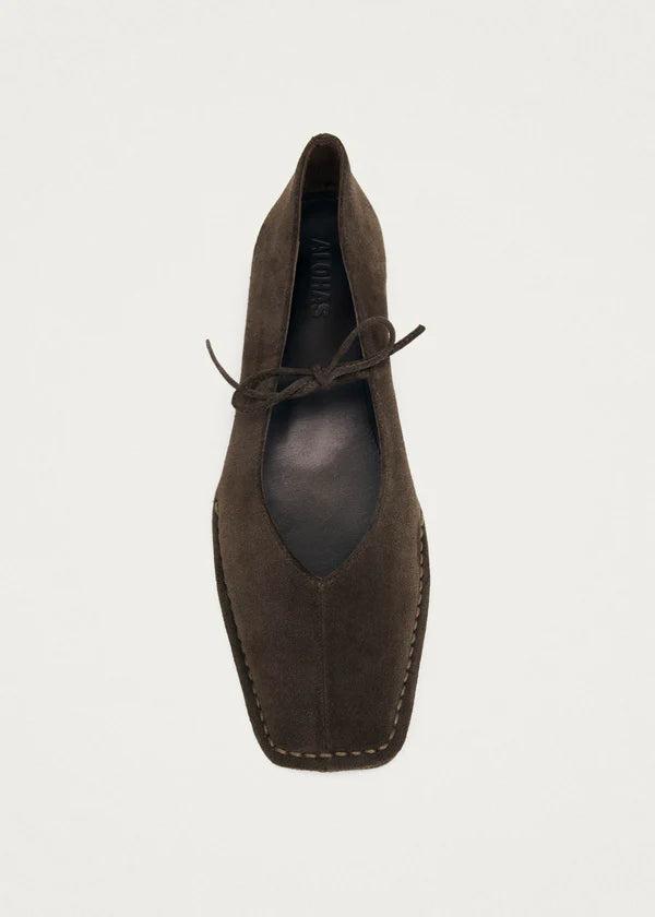 Sway Ballet Flats in Suede Coffee Brown Leather
