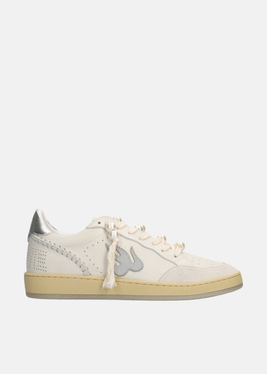 Gamin Sneakers in White Leather With Pearl