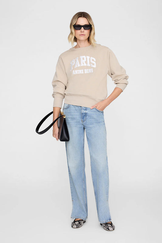 Harry Shrunken Sweatshirt Paris in Beige