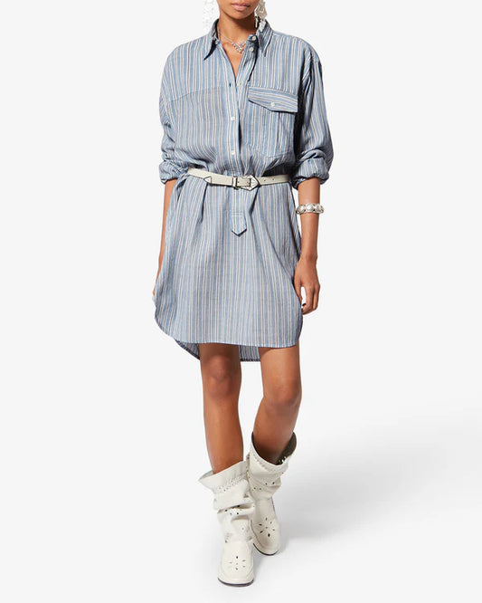 Laurane Dress in Blue Stripes