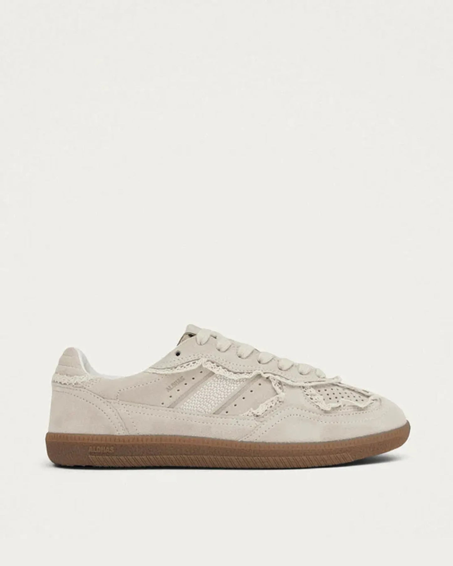 TB490 Crochet Sneakers in Cream Leather