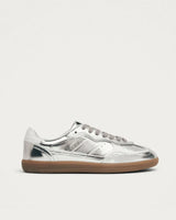 TB490 Rife Shimmer Sneakers in Silver Cream Leather