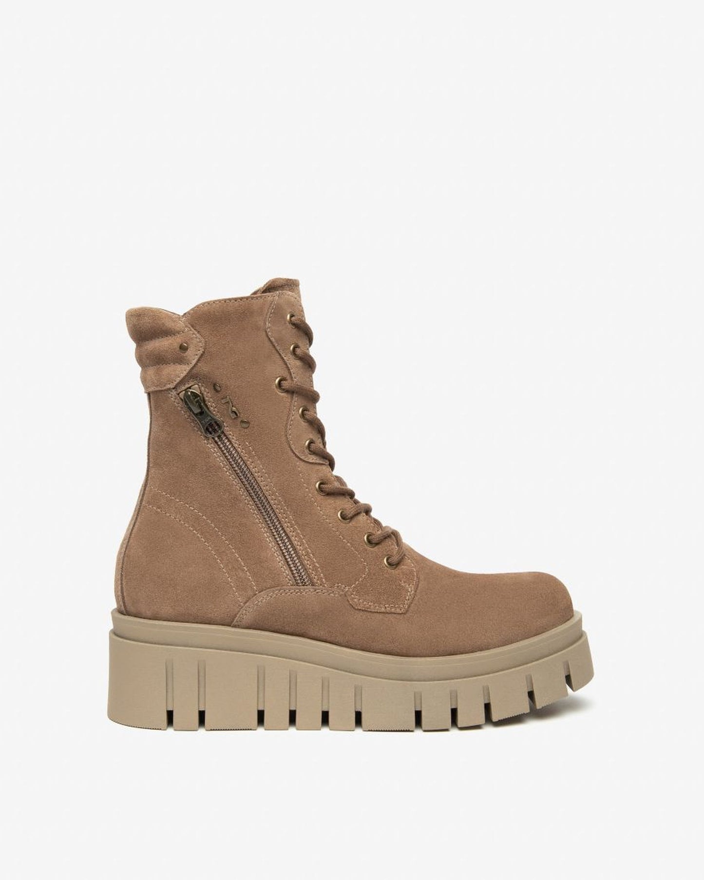 Platform Suede Lace Up Boot in Brown