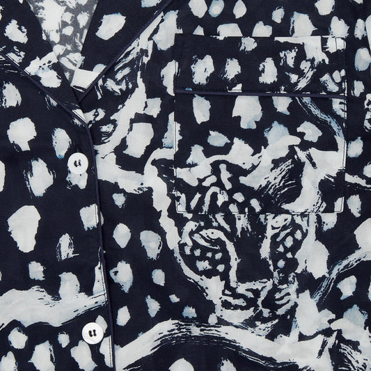 Long Pyjamas Set in Leopard Navy