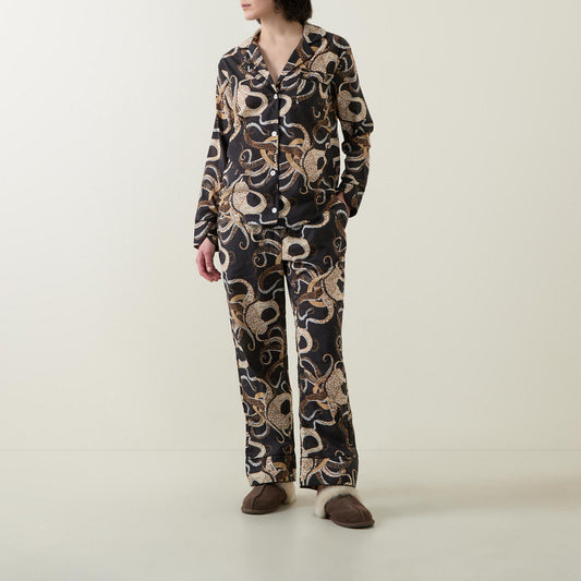 Long Pyjamas Set in Octopus Black