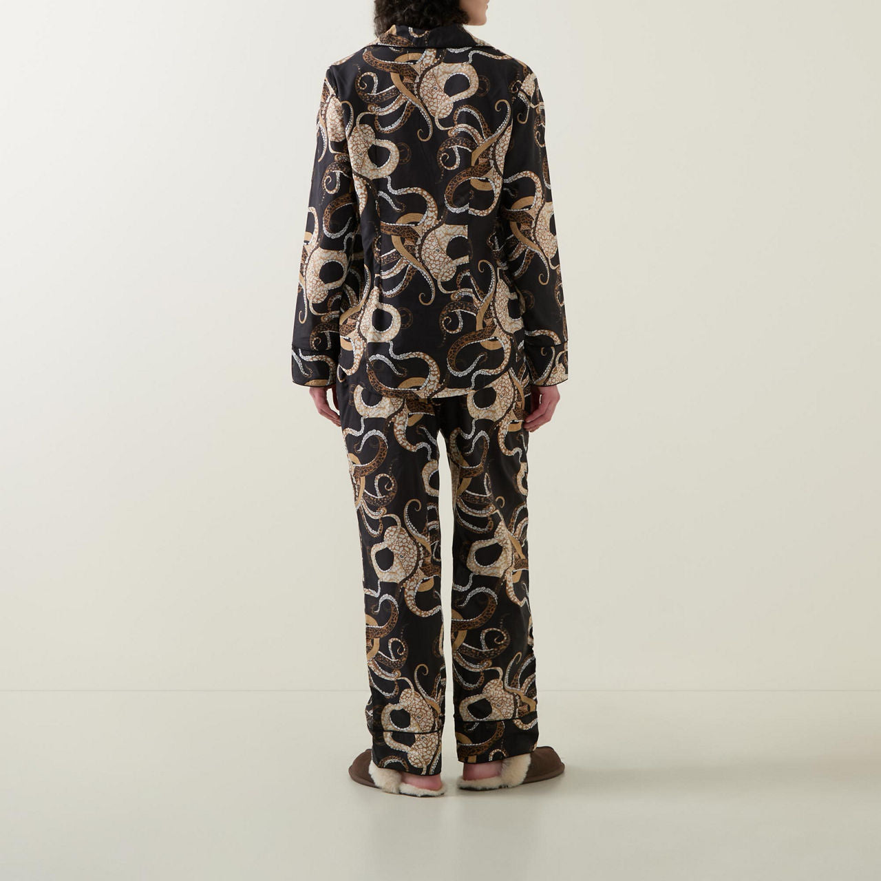 Long Pyjamas Set in Octopus Black