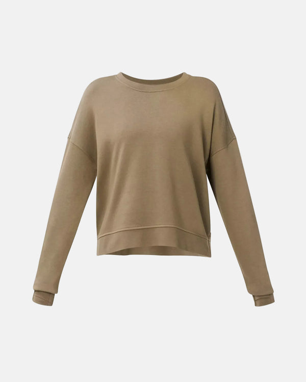 After Class Crop Sweatshirt in Khaki Brown