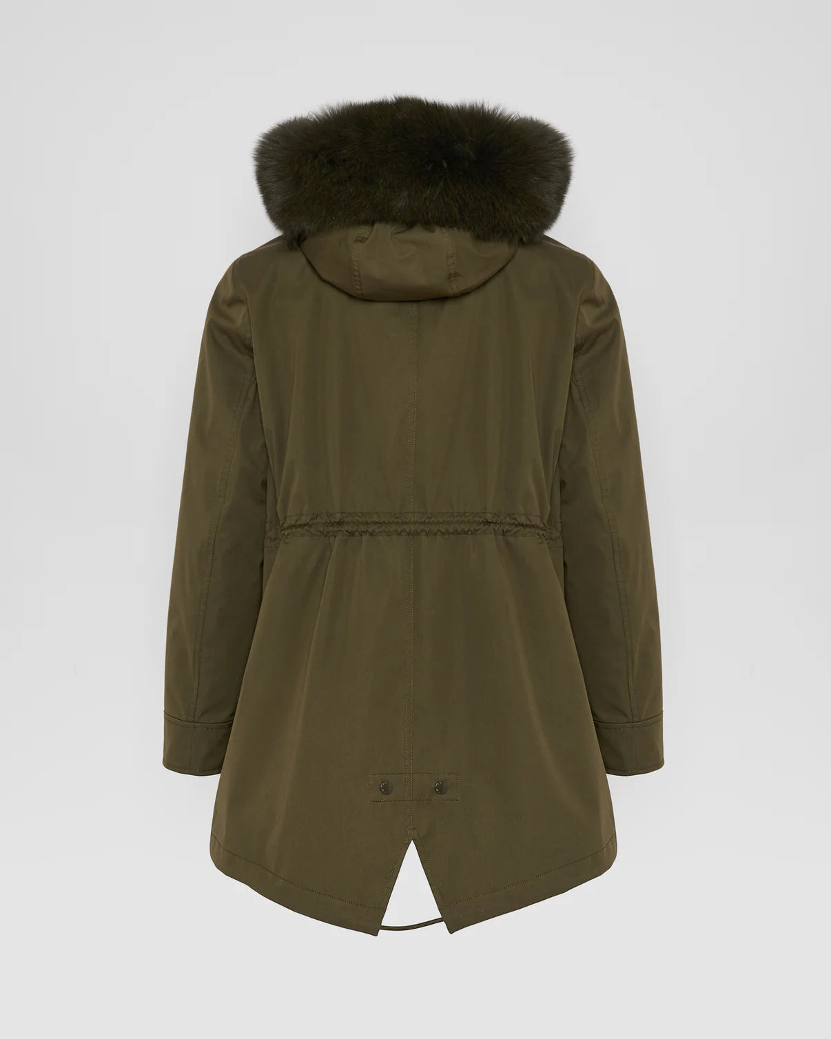 Short Parka in Cotton Blend and Fox and Rabbit Fur