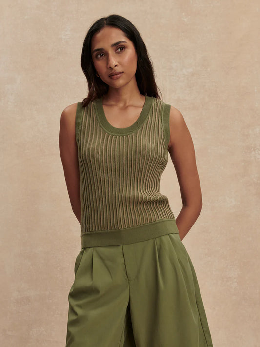 Aldcroft Stitch Knit Tank in Olivine