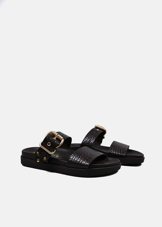 Leon Sandals in Croc Brown