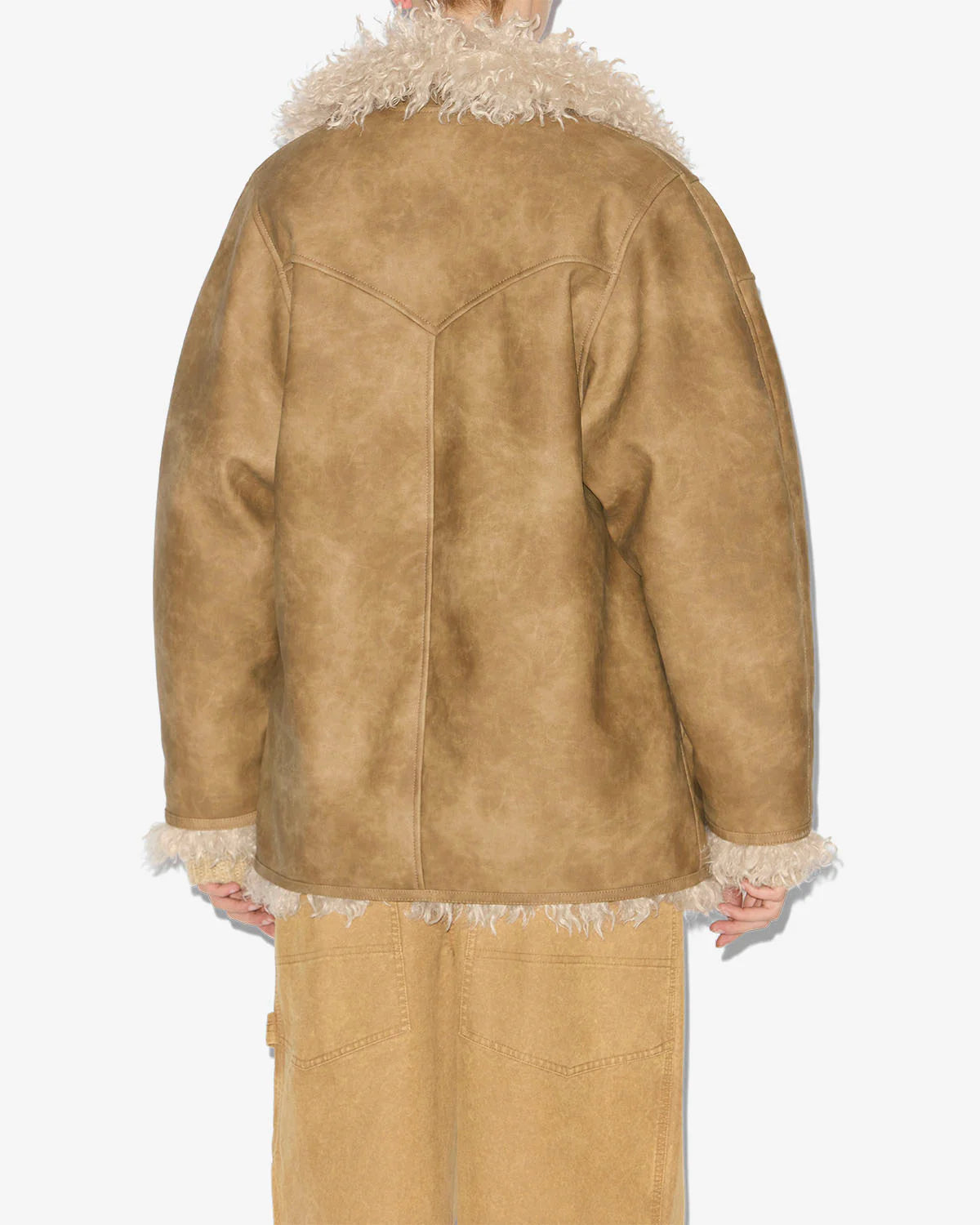 Clea Shearling Coat in Taupe