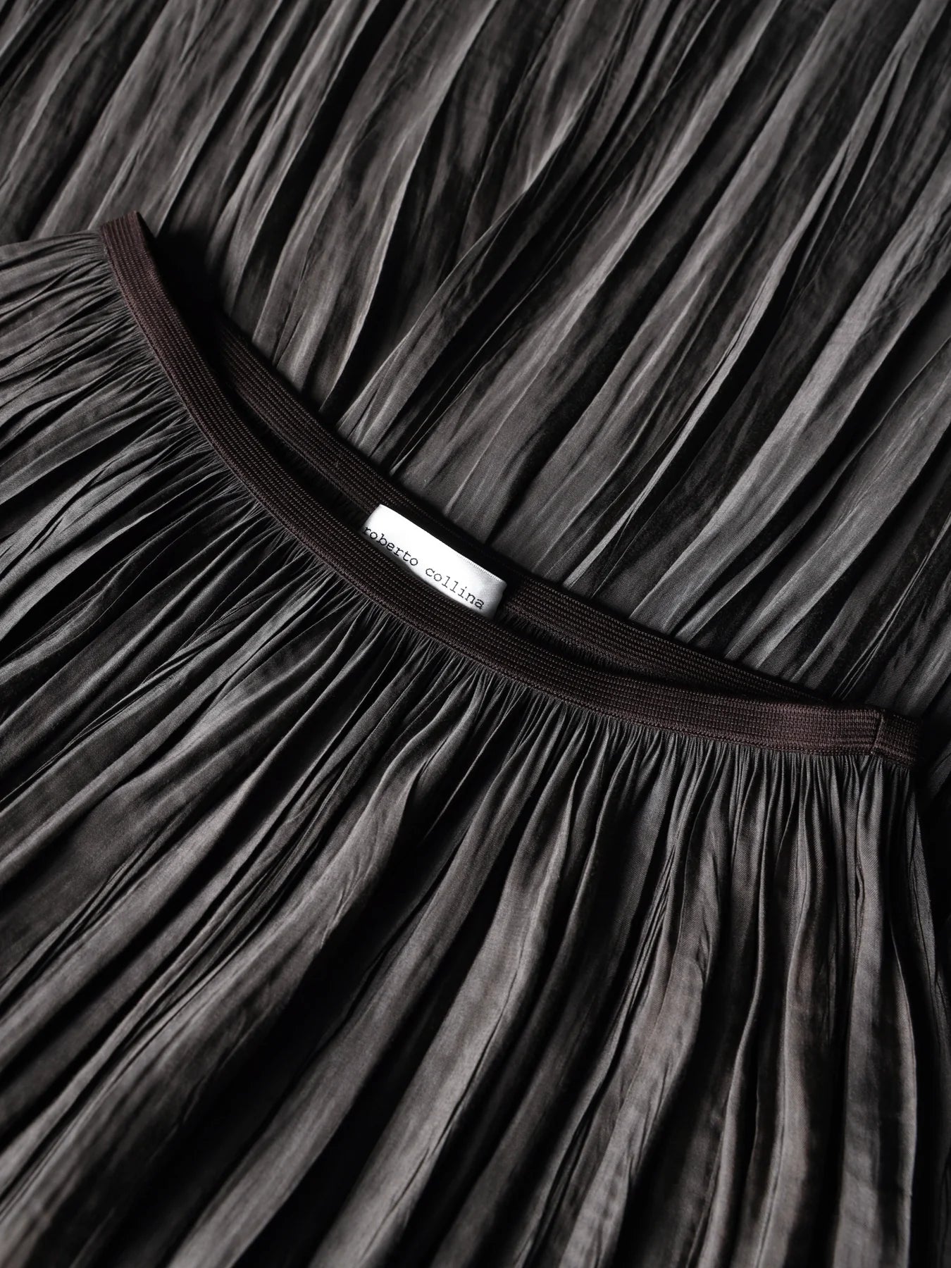 Plisse Midi Skirt in Brown