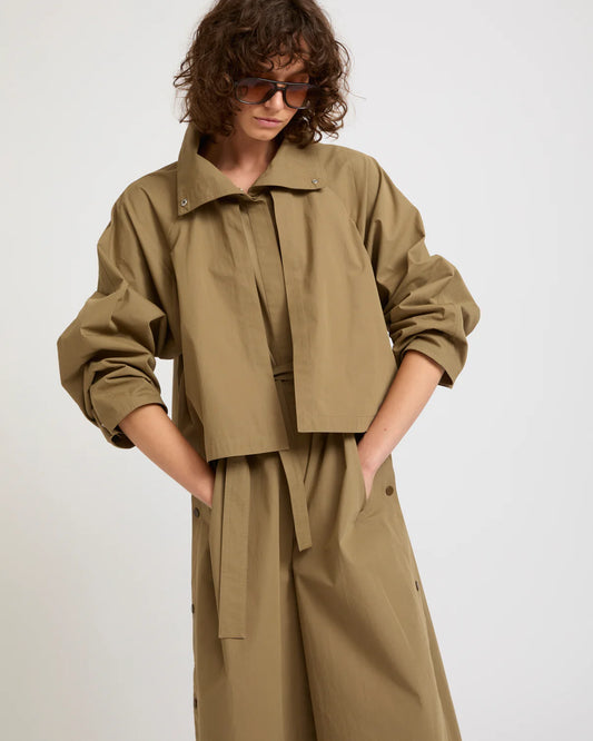 Oversized Maxi Cotton Coat in Beige