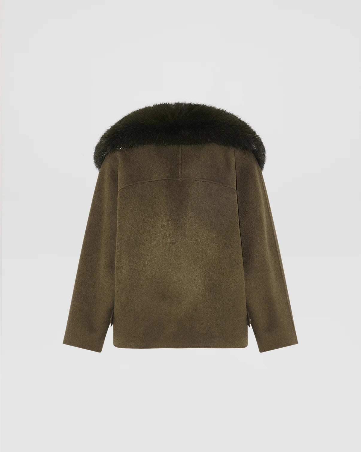 Cashmere-Blend Pea Jacket with Removable Fox Fur Collar