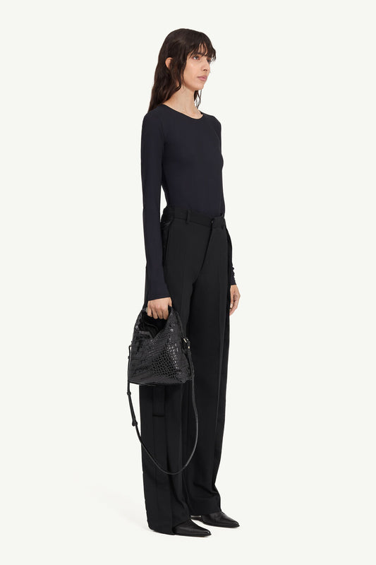 Tailored Wool Trousers in Black