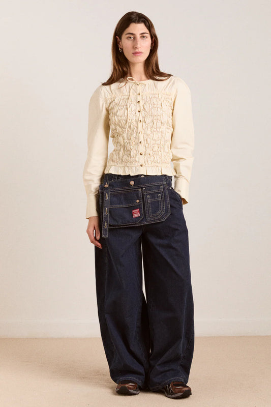 Elliana Smocked Cardi in Butter