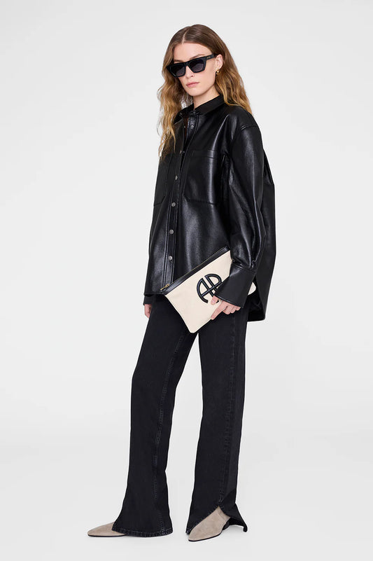 Lili Pouch in Natural Canvas with Black