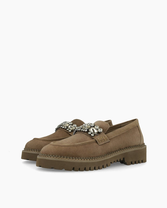 Chunky Loafer in Taupe Suede