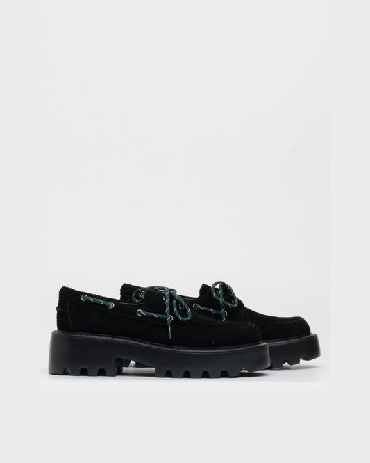 Furry Cow Suede Loafer in Black