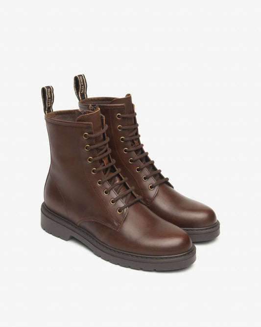 Lace Up Combat Boot in Brown