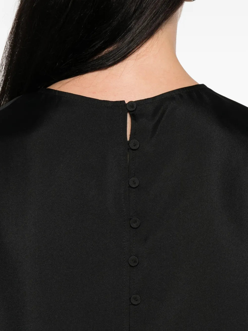 Buttoned Silk Top in Black