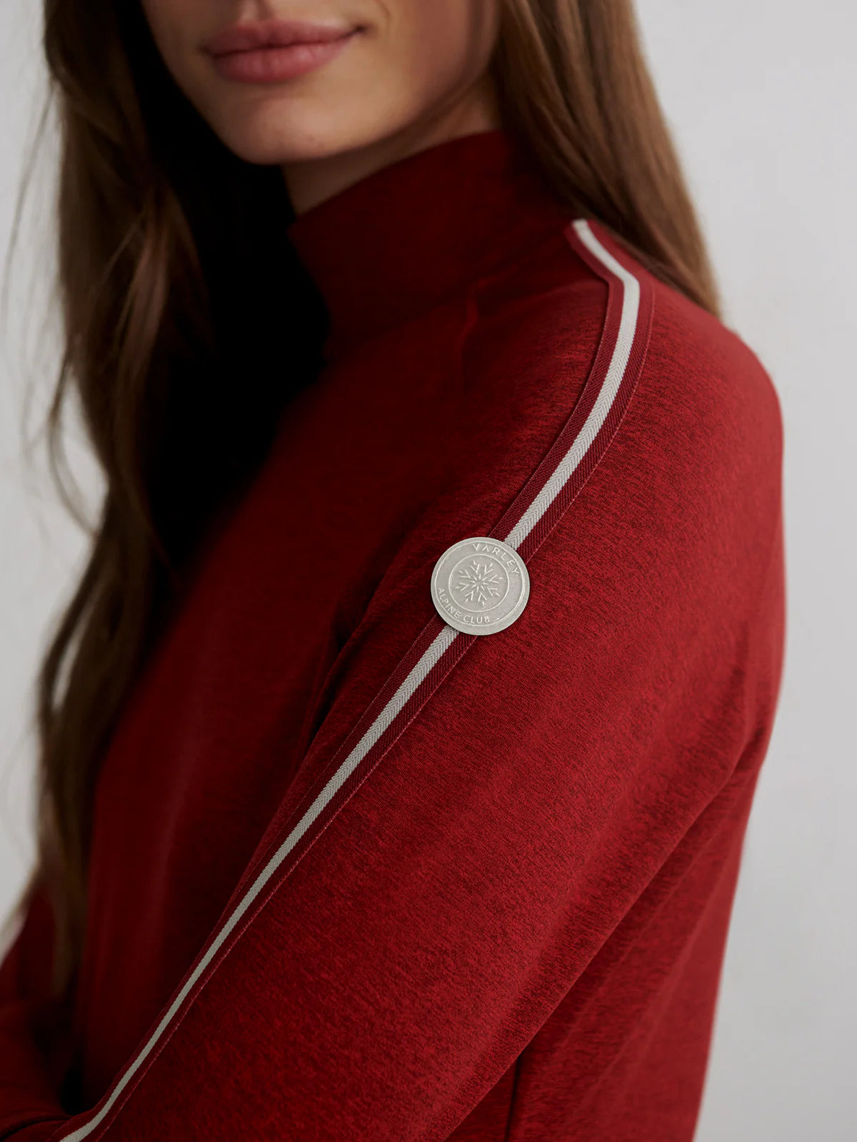 Always Warm Mock Neck Baselayer in Red Dahlia Marl