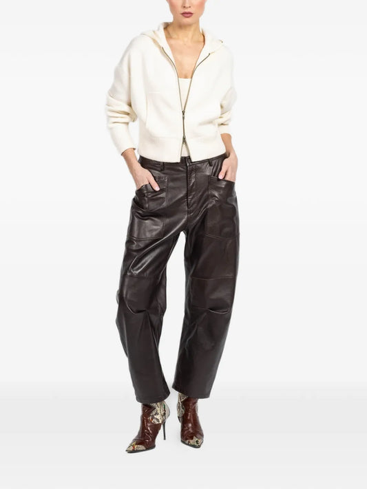 Lilia Hooded Zip Cardigan in Cream