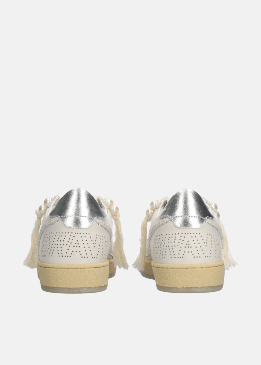 Gamin Sneakers in White Leather With Pearl