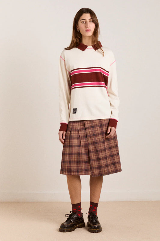 Olina Placement Stripe Rugby Top in Ecru