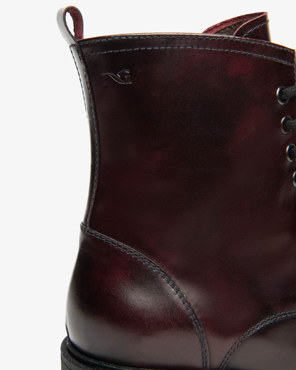 Lace Up Combat Boot in Burgundy