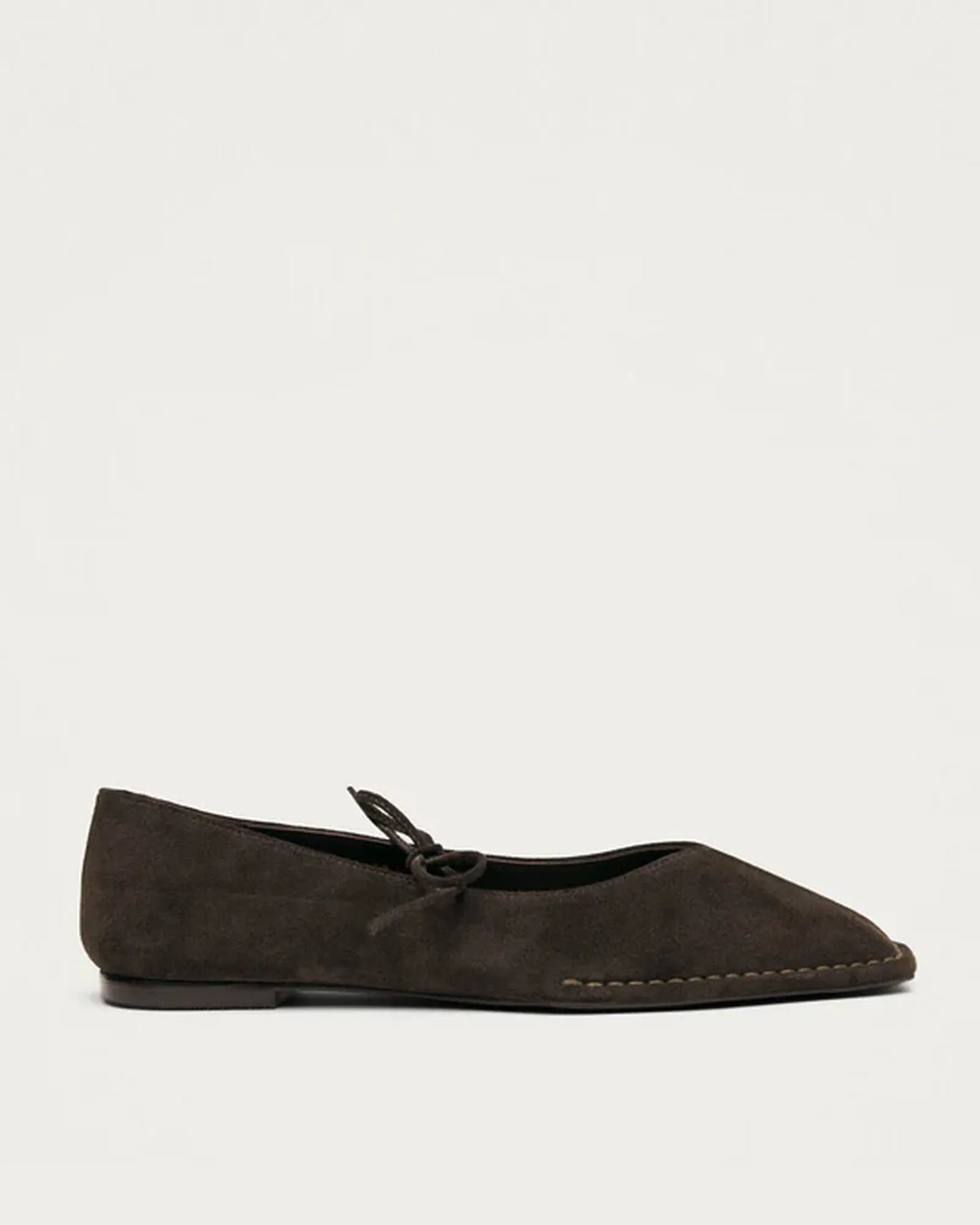 Sway Ballet Flats in Suede Coffee Brown Leather