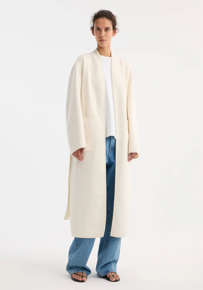Double Faced Kimono Style Coat in off white