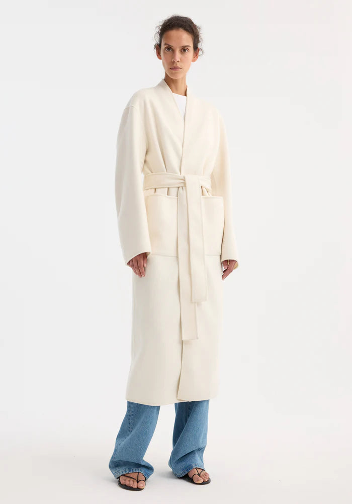 Double Faced Kimono Style Coat in off white