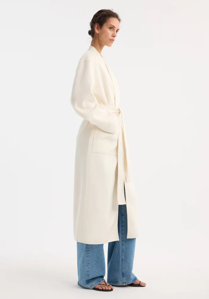 Double Faced Kimono Style Coat in off white