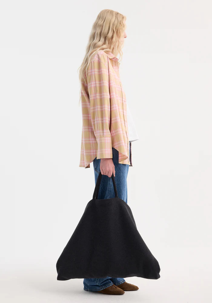 Check Flannel Overshirt in Pink Beige Check