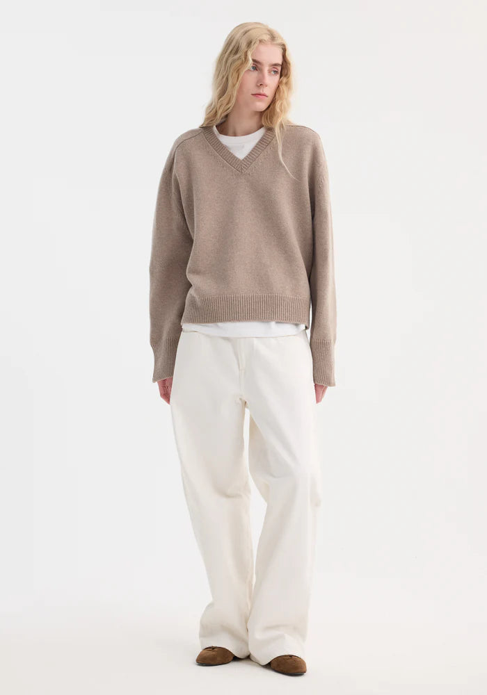 Sleeve Wrap Jumper in Taupe Melange