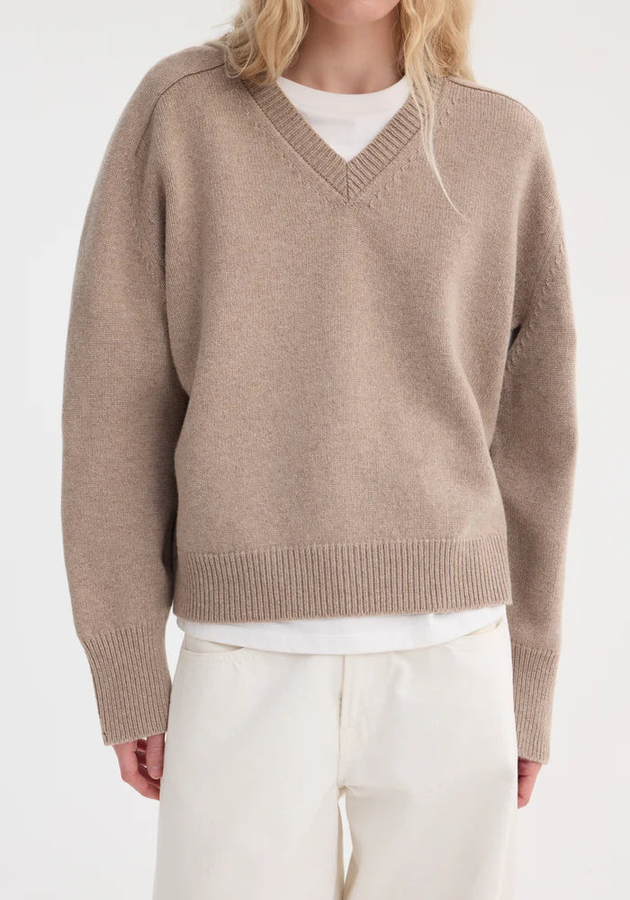 Sleeve Wrap Jumper in Taupe Melange