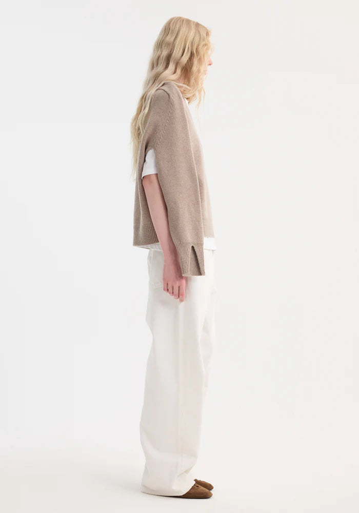 Sleeve Wrap Jumper in Taupe Melange