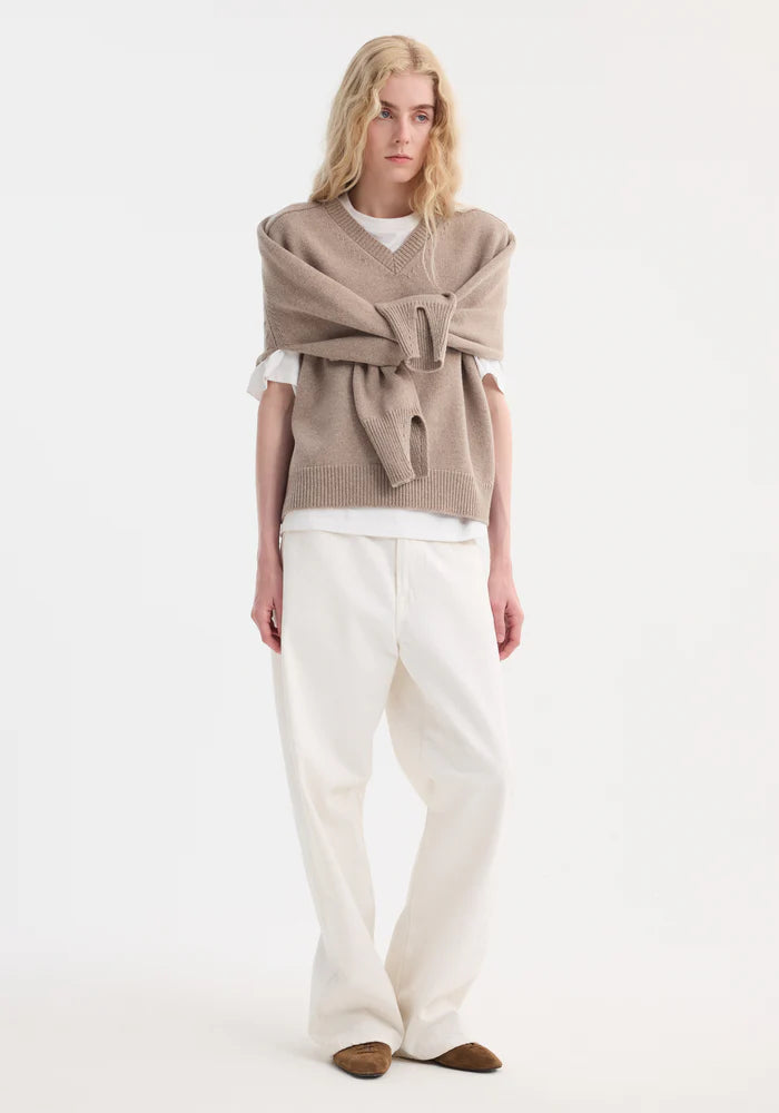 Sleeve Wrap Jumper in Taupe Melange