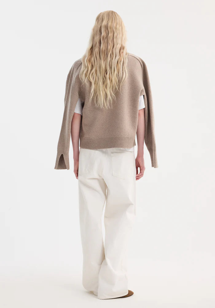 Sleeve Wrap Jumper in Taupe Melange